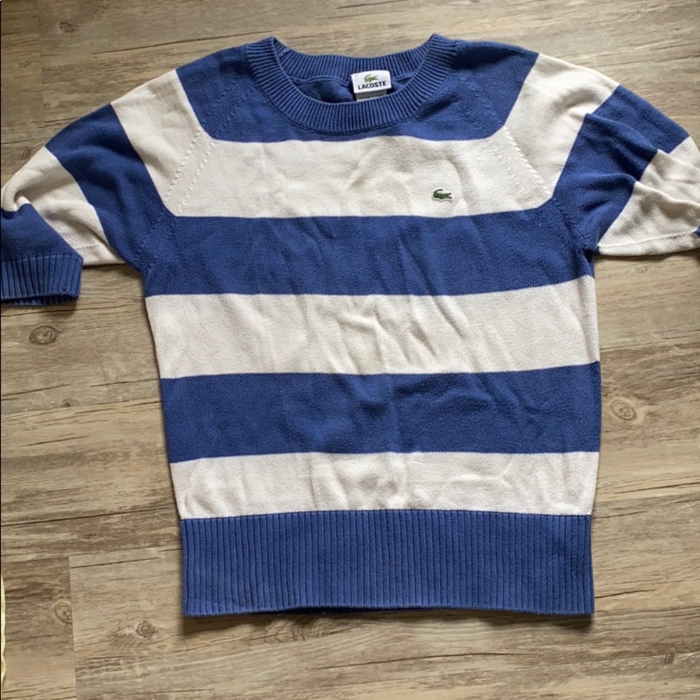 stripe short sleeve sweater